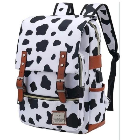 YGR Trendy Cow Print Laptop Backpack - Water Resistant Travel Bag - 25L - Picture 3 of 15